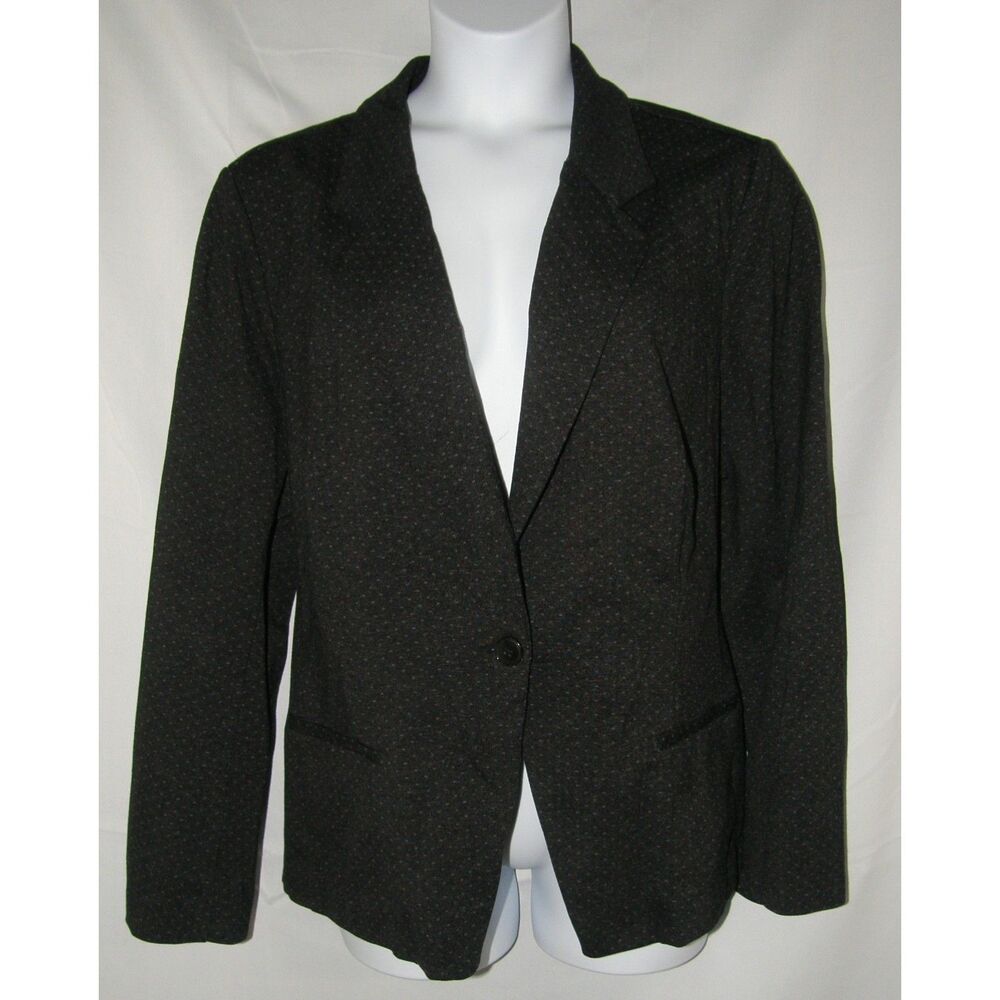 LANE BRYANT Black Print Plus Sz 28 Soft Stretchy One Button Suit Jacket Pockets